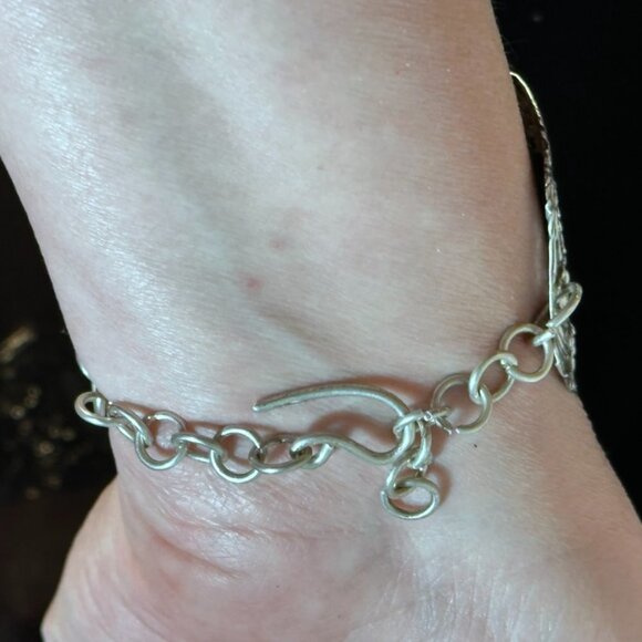 Antique Sterling Silver Cuff Bracelet Sleeping Beauty Turquoise 925 Victorian - Picture 4 of 9